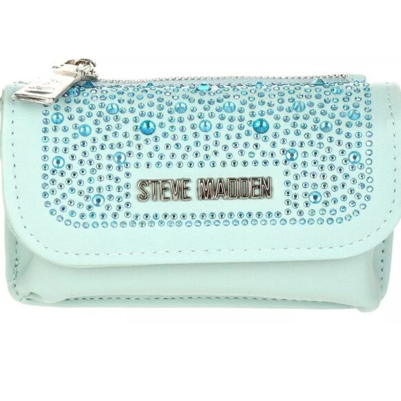 Steve Madden PVC Stone Keychain Wallet- Mint - Picture 2 of 8